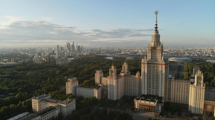 an aerial view of the city with buildings and skyscrs