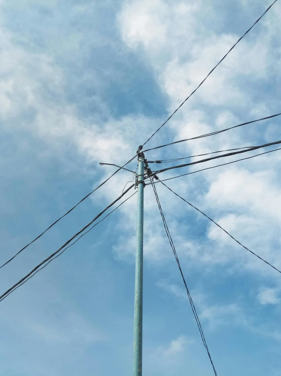 an overhead view of some wires and power lines