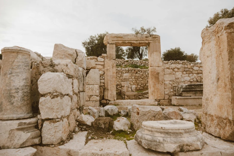 an image of an outdoor scene with stone columns