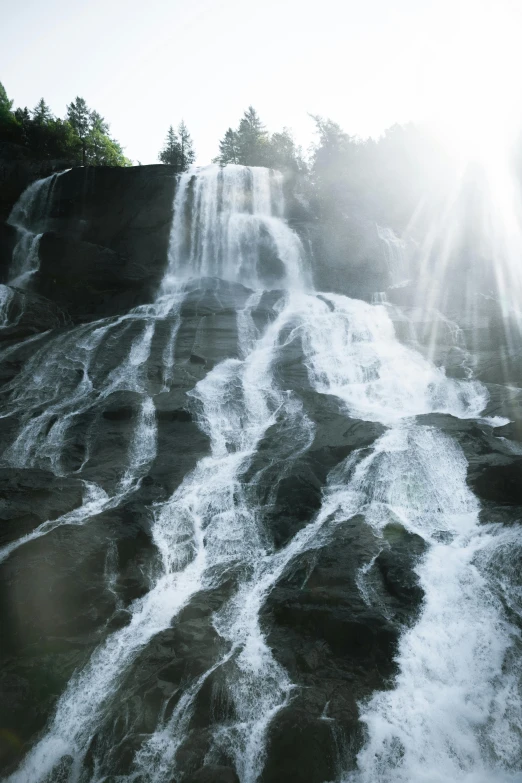 the falls have huge rocks and water