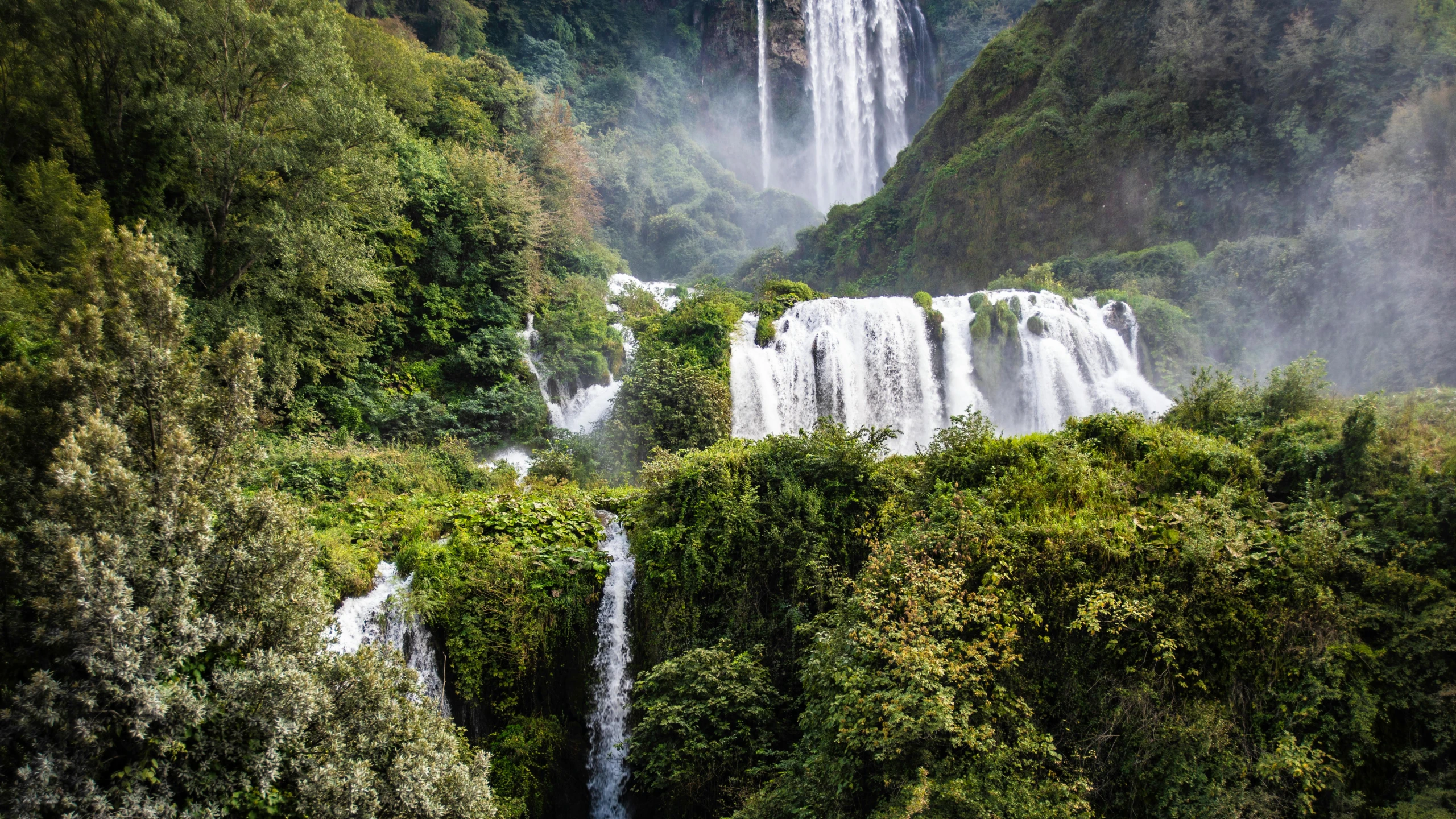 the falls are made up of two very tall waterfalls