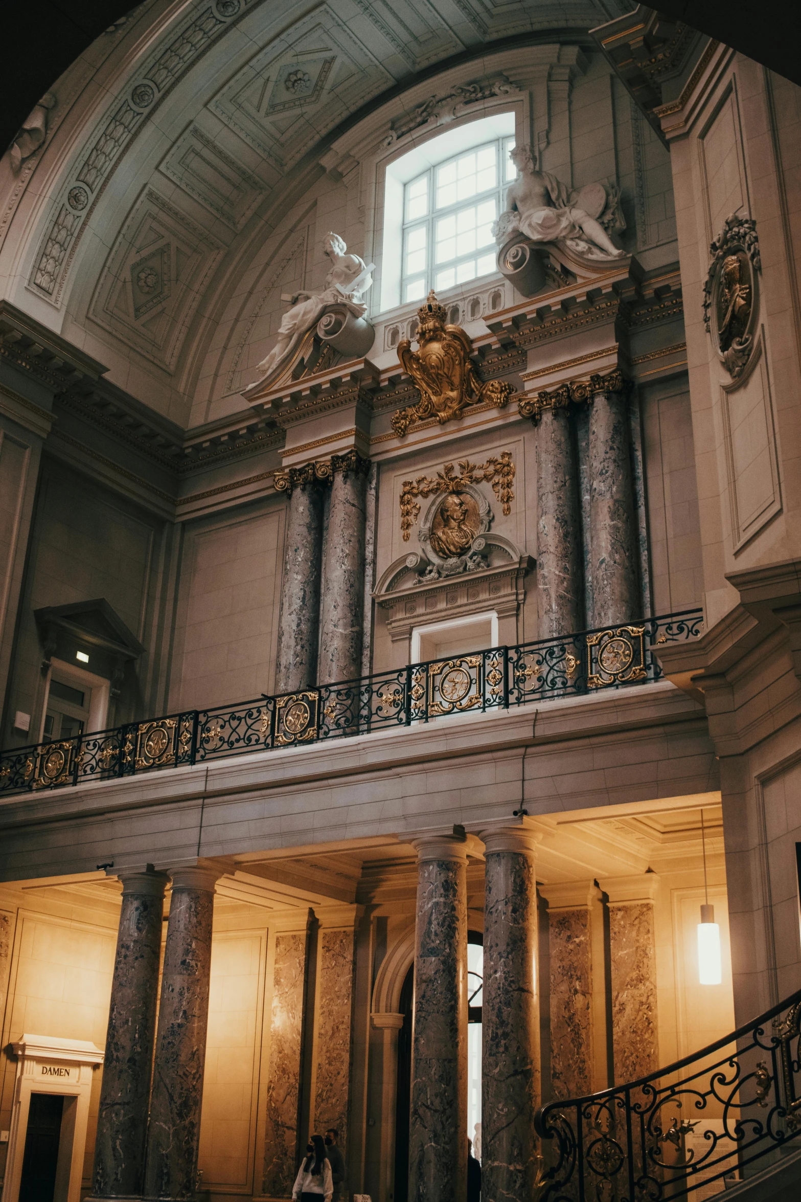 large, elegantly decorated building with a chandelier