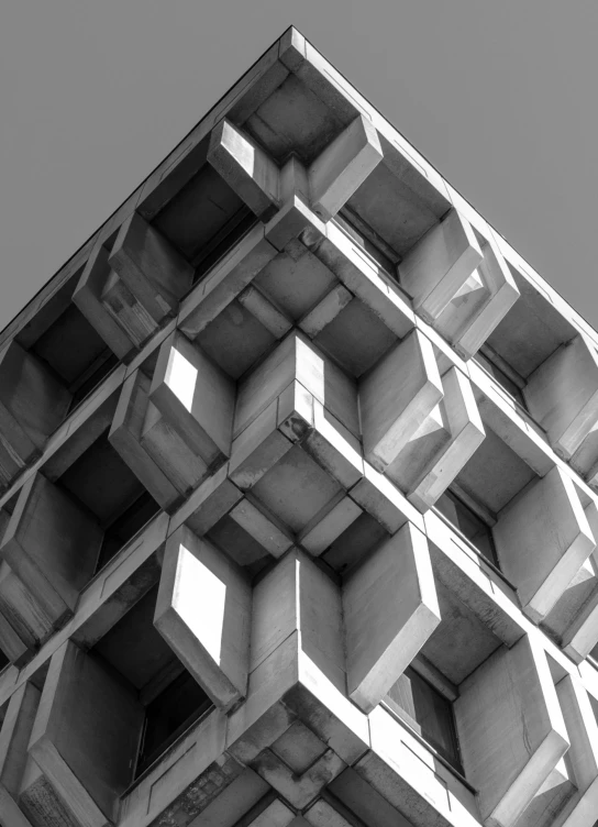 an image of a building made from different shapes and materials