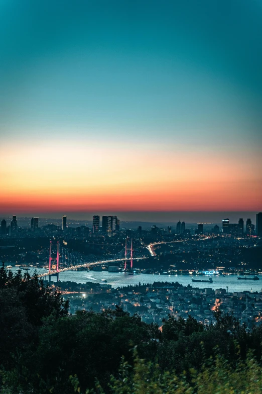 a skyline view of a city with tall buildings