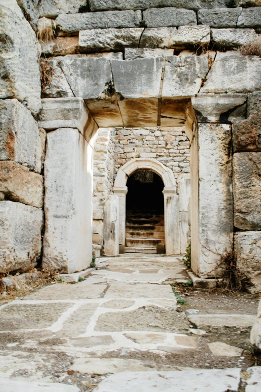 the doorway is between two huge rocks