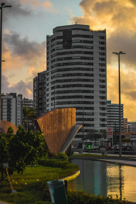 a picture of an urban area at sunset