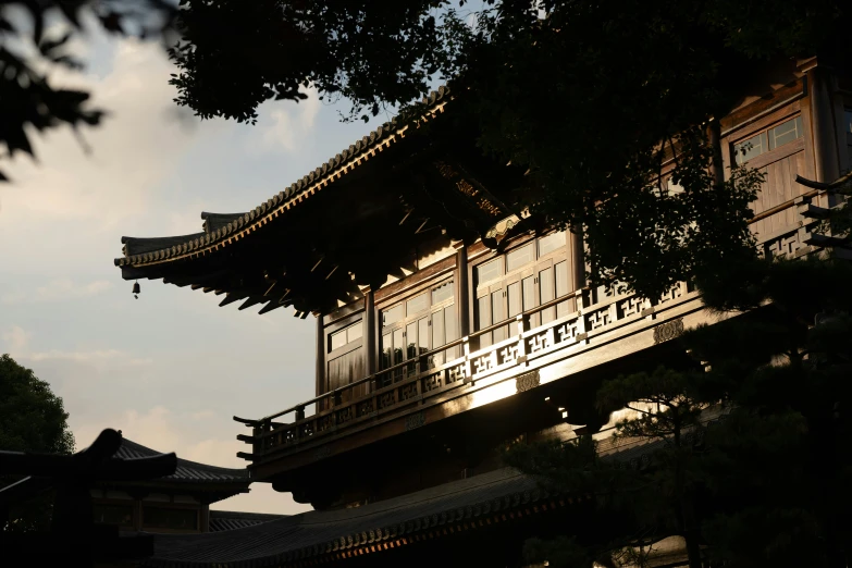 the top of a building at dusk with the words, ` chinese garden '