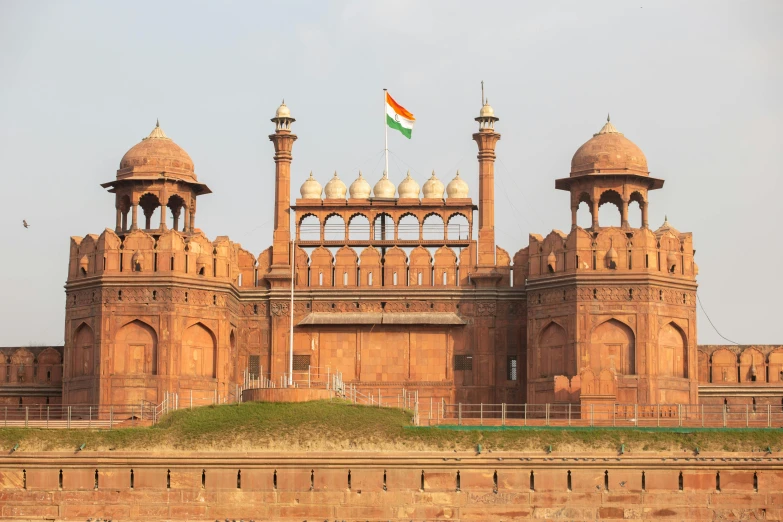 two domes on top of the building are shown