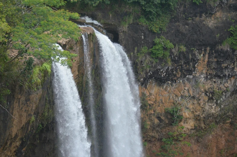 an up close view of some waterfall water