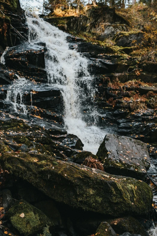 waterfall from below as seen on hike in the fall