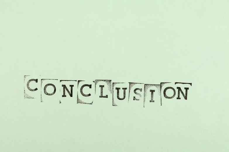 word that is concilusion displayed against light grey background