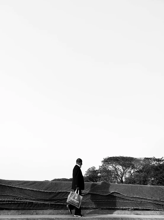 a person with a kite stands by the beach