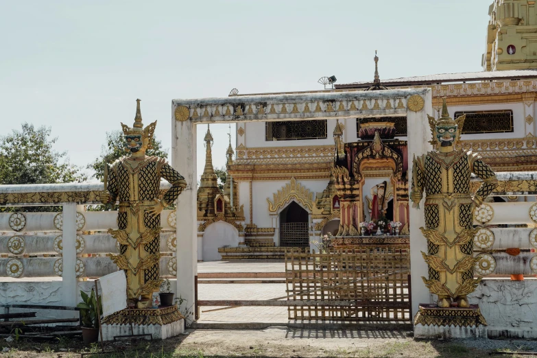 there is a white and gold decorated building