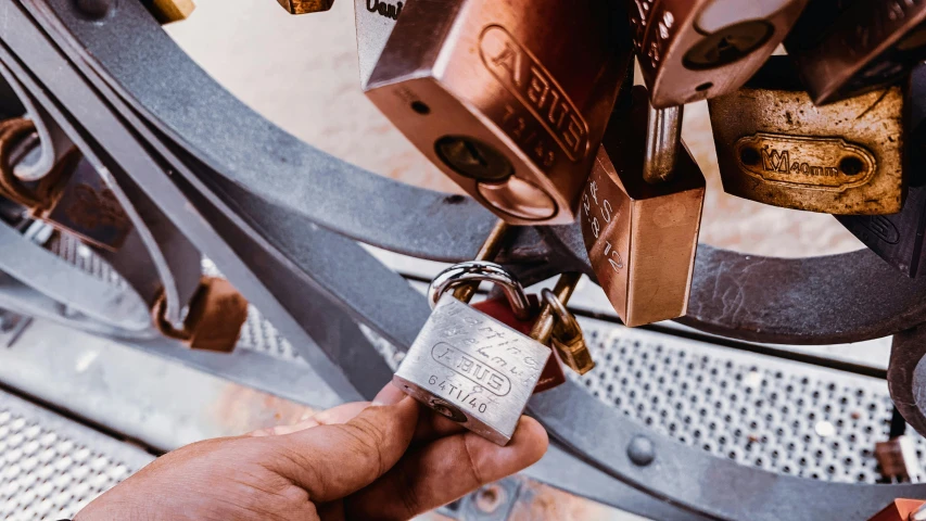 close up of locks and padlocks on a gate