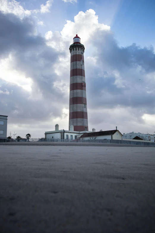 a lighthouse sitting on top of a sandy beach