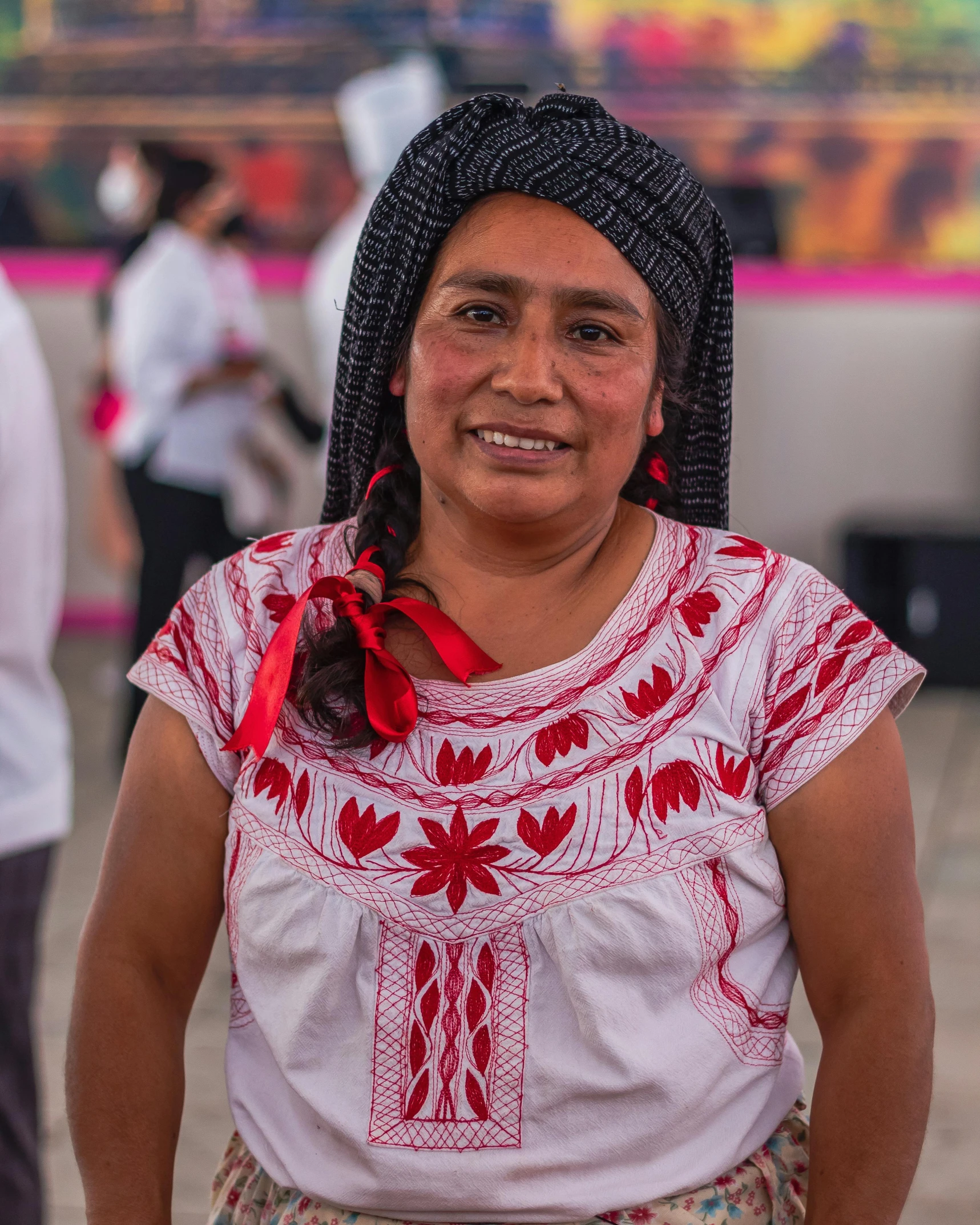 a woman with an oriental head piece and id