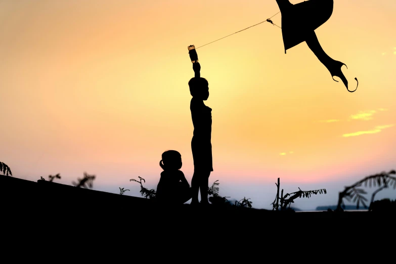 a person flying a kite on top of a hill