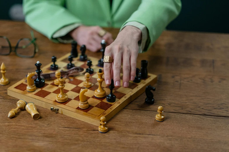 the person playing chess is shown in this po