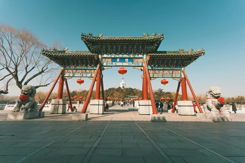 a temple with an oriental style architecture is shown