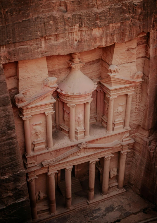 there are some stone structures built in the cliff