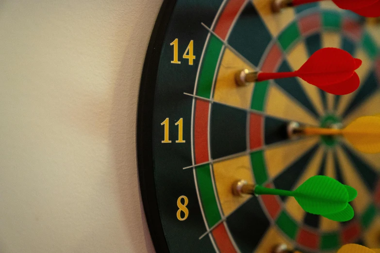 this darts target looks like it is just about to strike