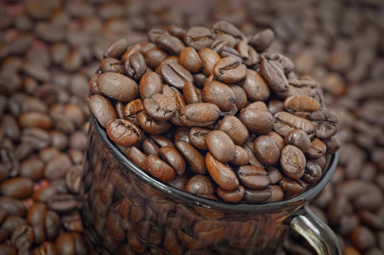 a can filled with lots of coffee beans