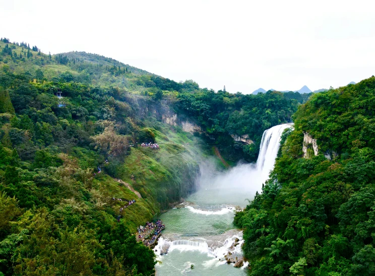 an aerial s of waterfalls and streams in the mountains