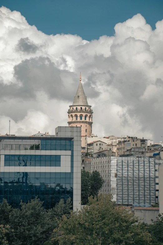 a city building and a very tall tower