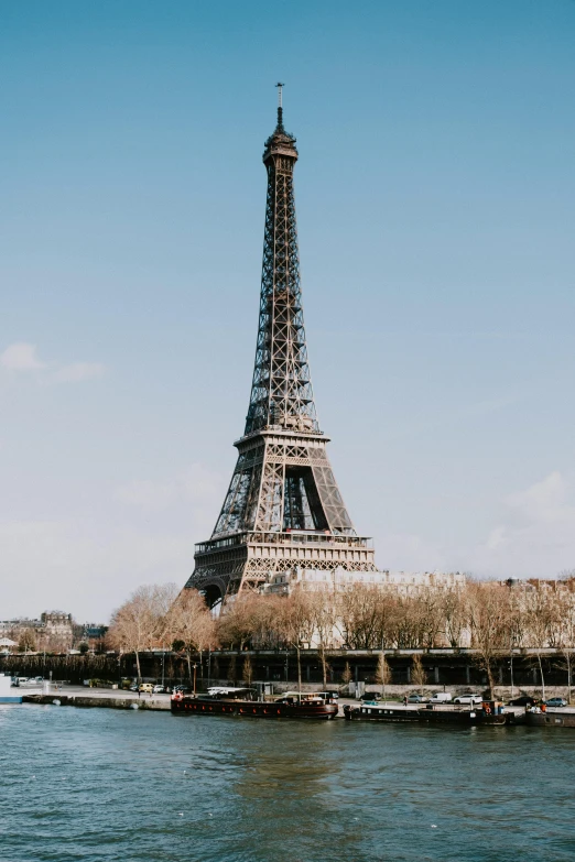 the eiffel tower is located near some water