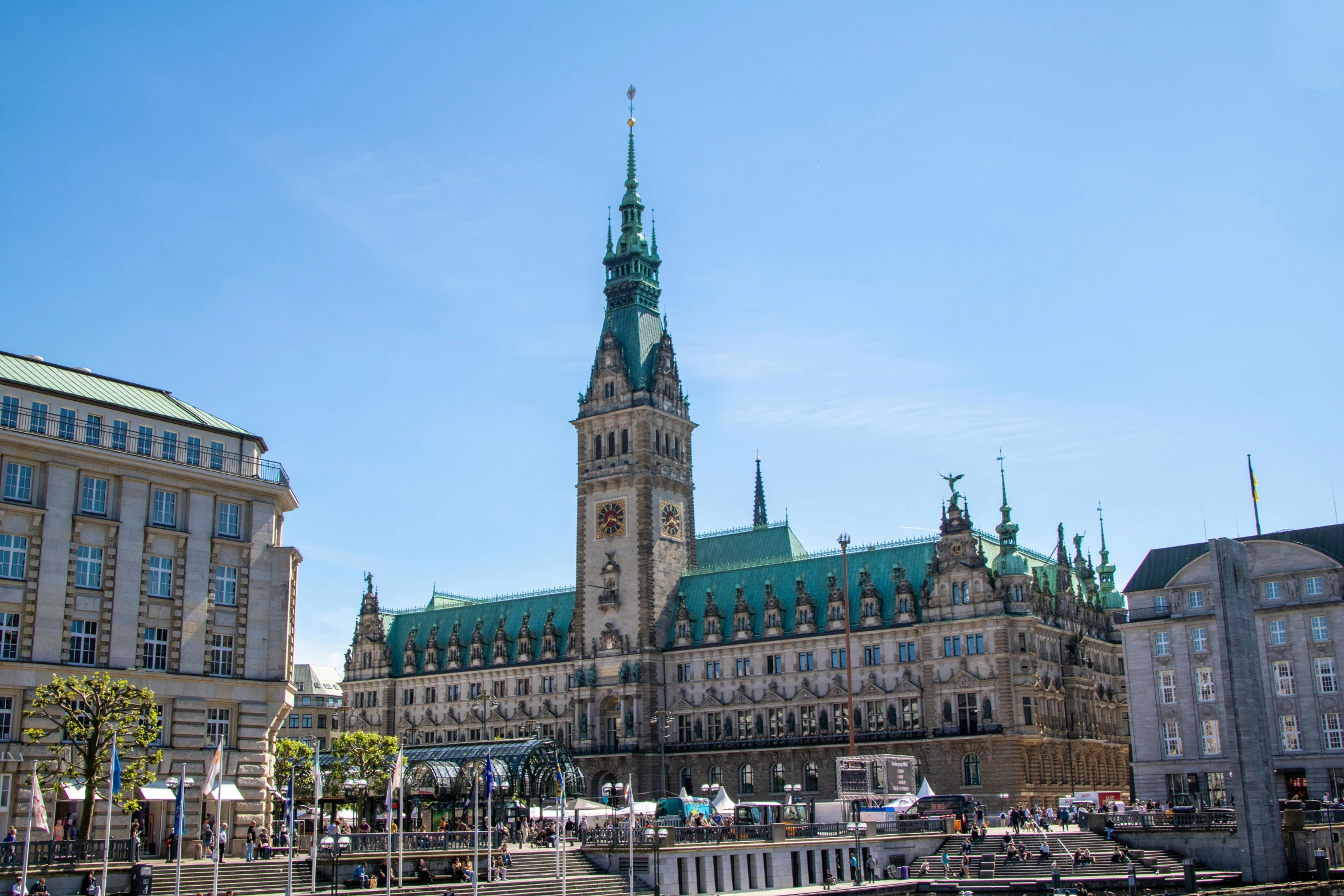 view of the royal palace, with one steeple on the other