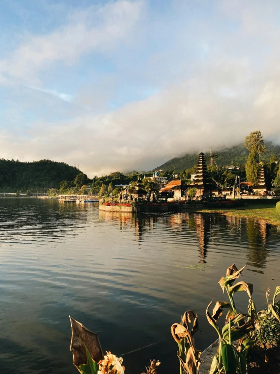 view of the lake and town, near the edge