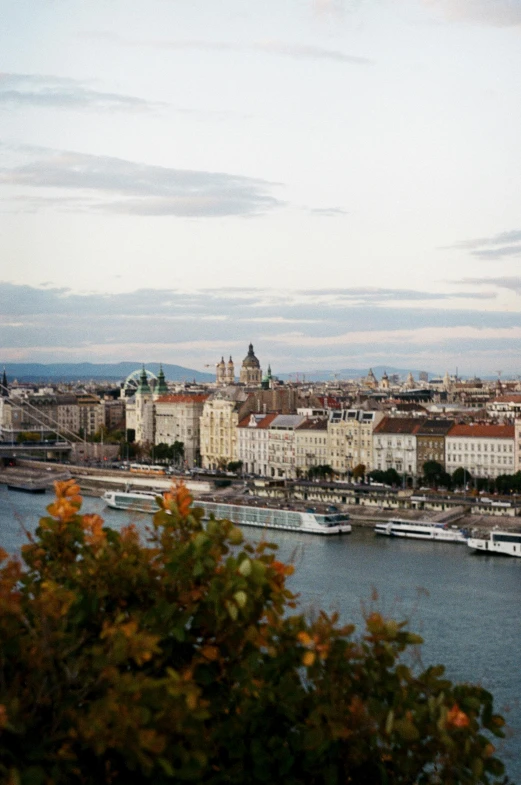 a beautiful view of a city overlooking a river