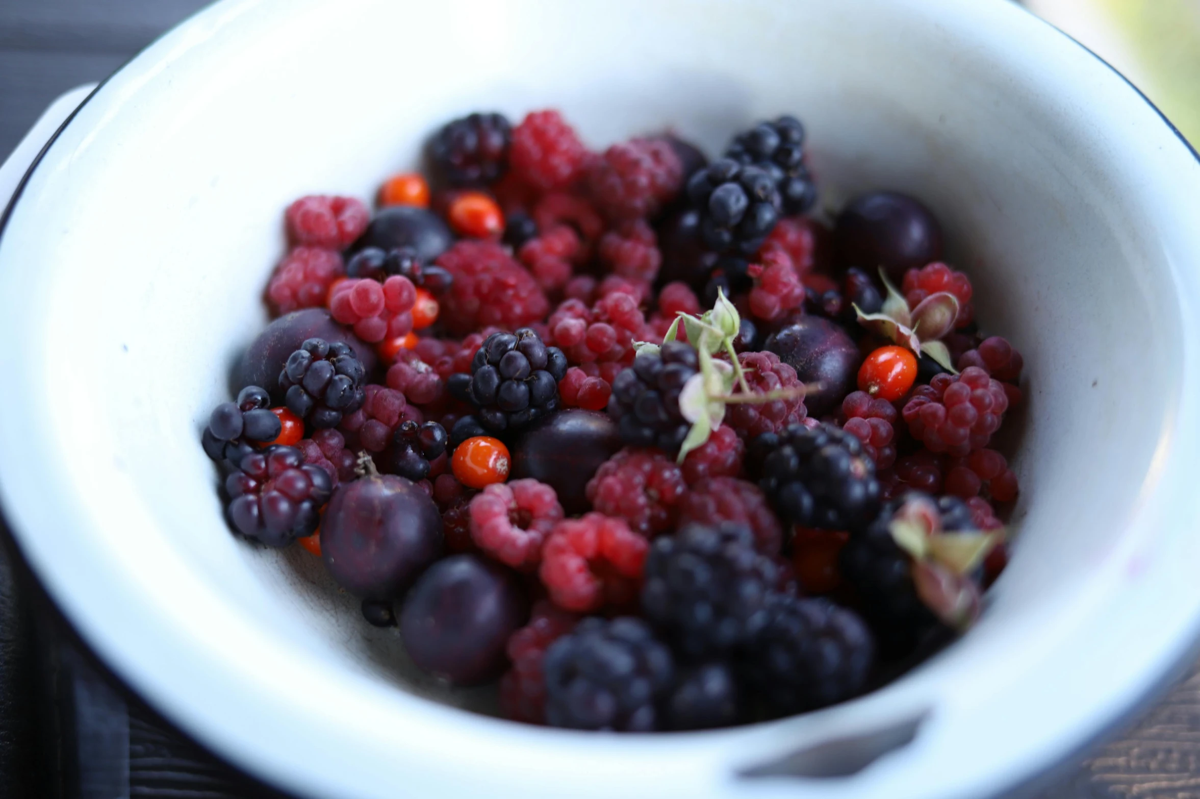 a bowl with some berries and other berries in it