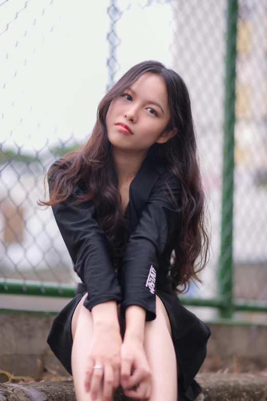 a close up of a person with very long hair