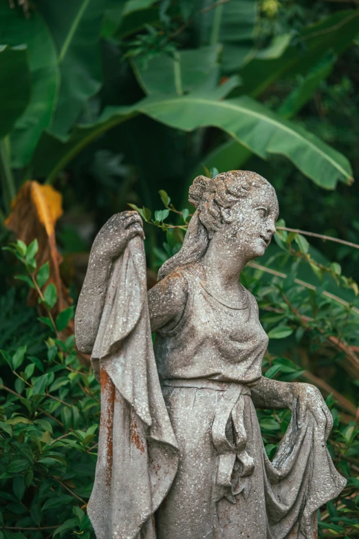 an angel sitting in the shade in a forest