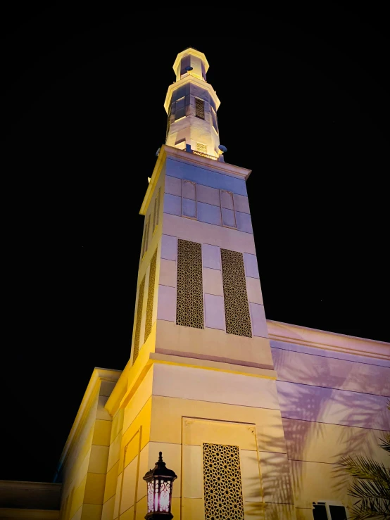 the top of a tall building at night