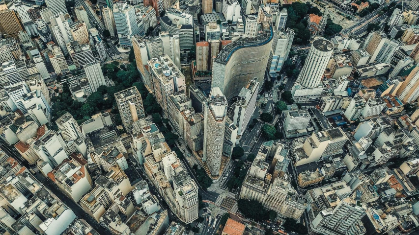 an aerial view of the city from a high vantage