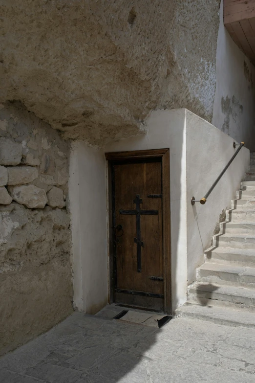 this is a po of a stairway next to a door