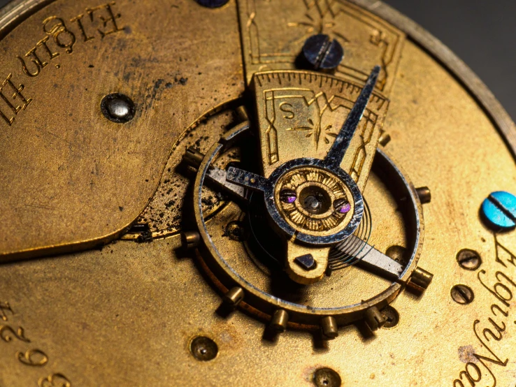 the mechanism on the very old watch face