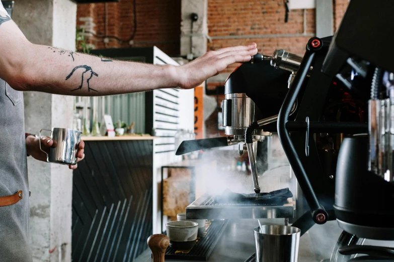 a baristale is being pulled from a machine