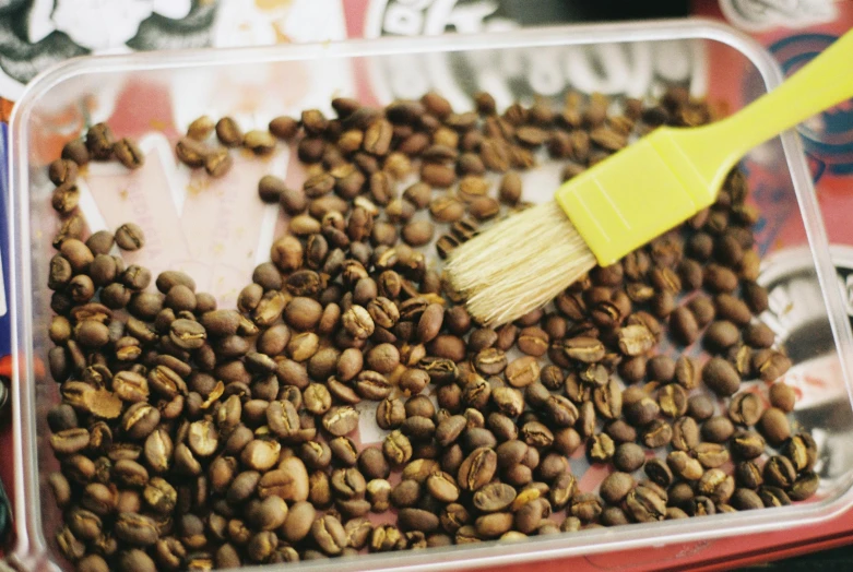 this is a closeup of coffee beans in a container