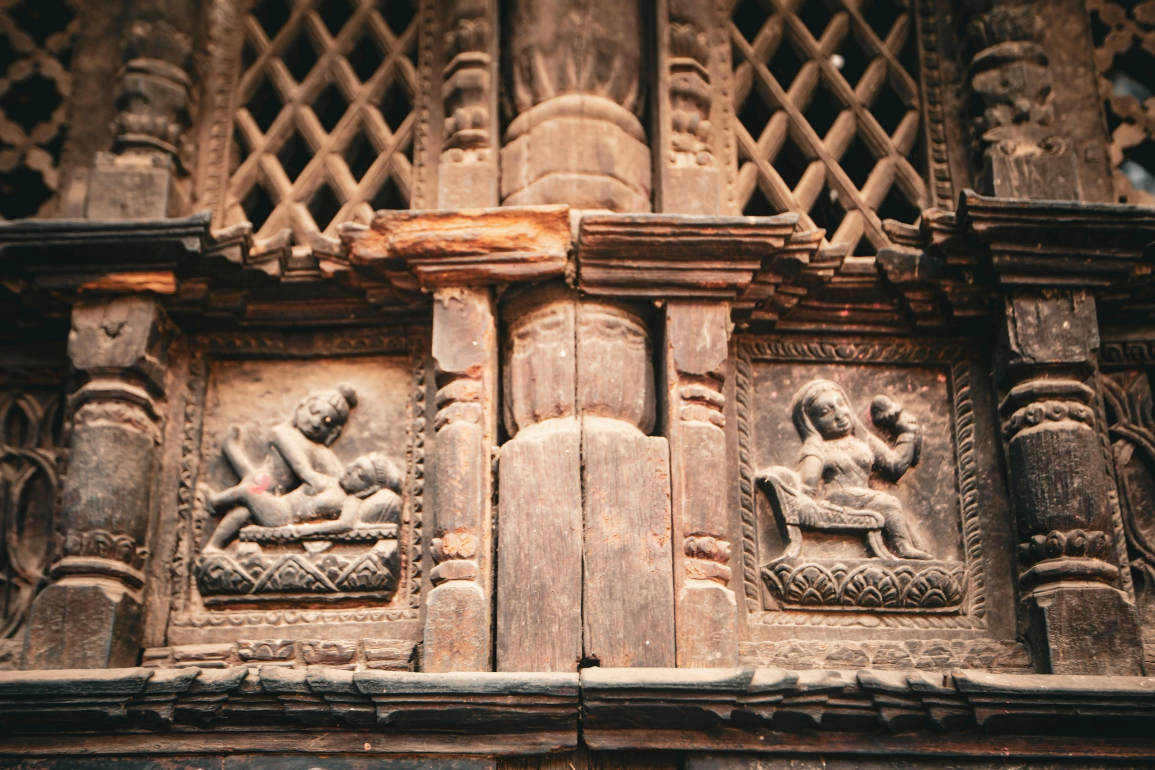 carved indian architectural elements of old building