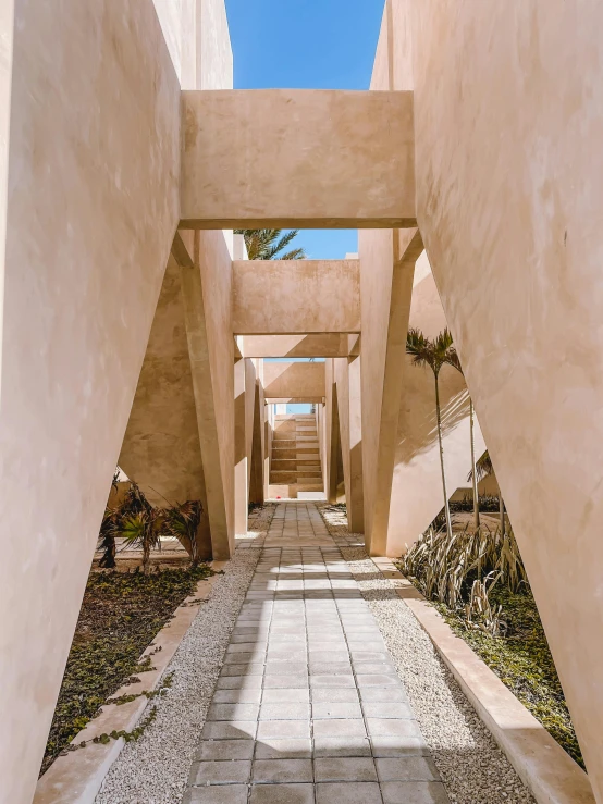 this is an empty passageway with steps leading up