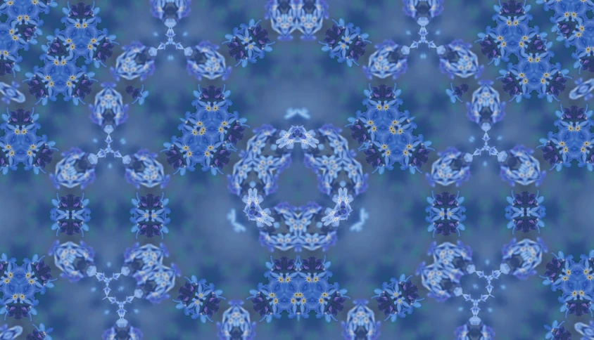 a abstract pattern with some blue and purple flowers