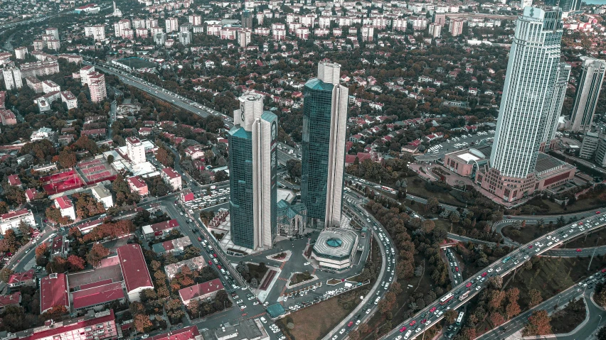 a high rise building in a very big city