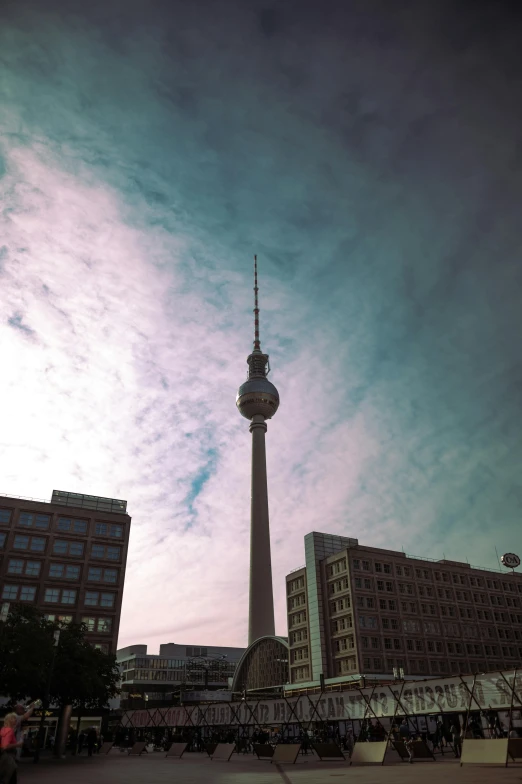 the television tower towering over the city is almost as tall