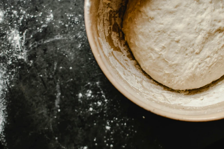 a close up of dough in a bowl