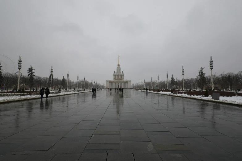 a monument in the middle of some snow