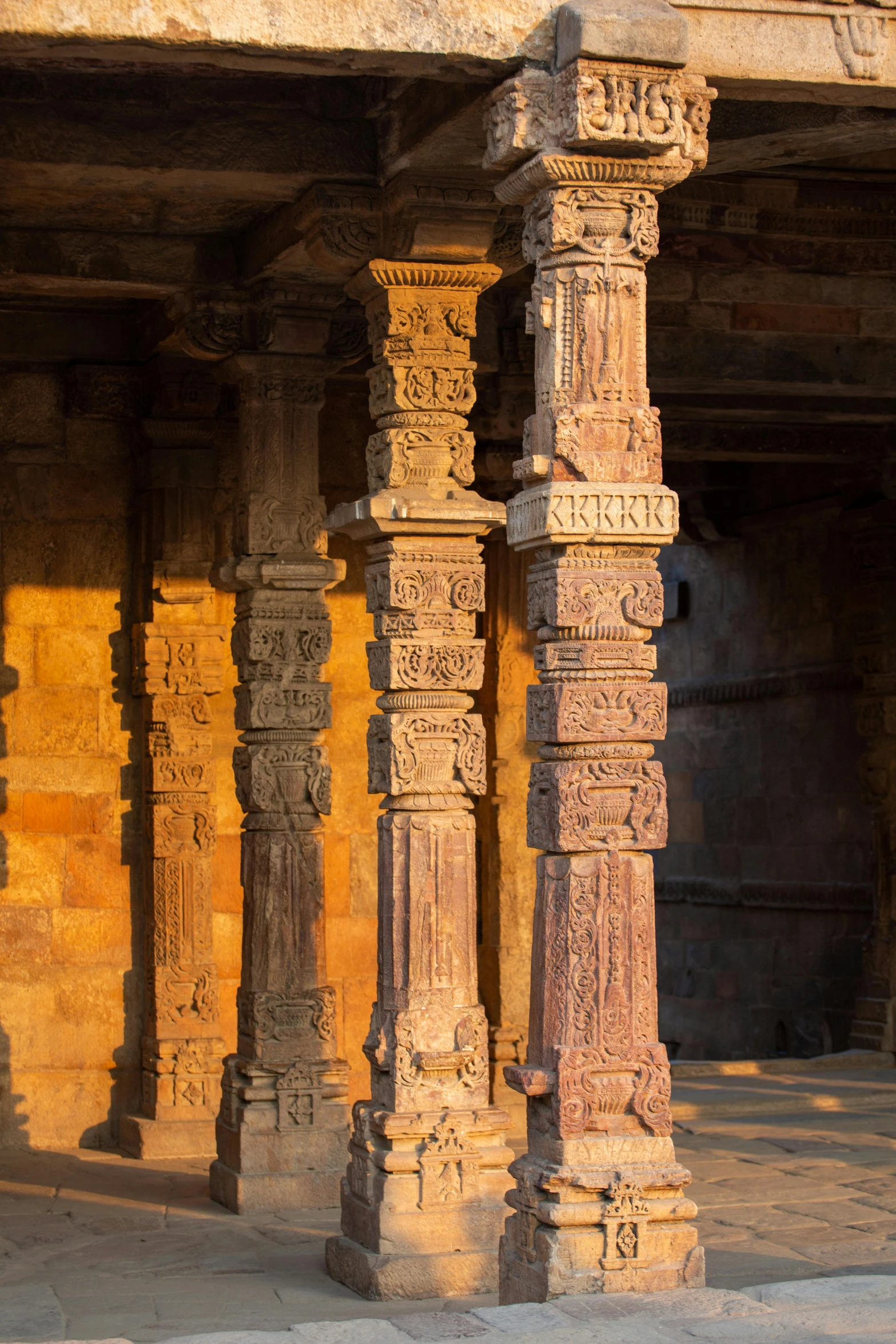 carved stone columns in an ancient structure