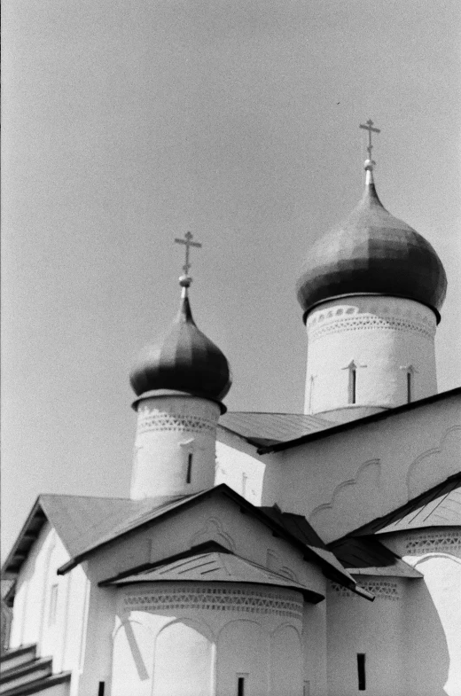 the side of a church with two towers